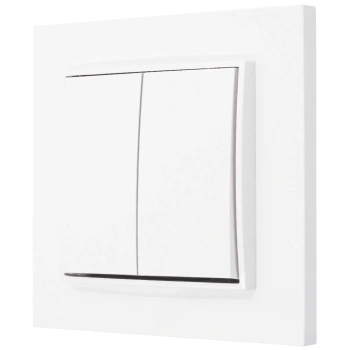 Włącznik podwójny z ramką prostą seria MINI kolor biały mat