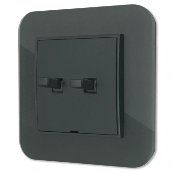 Włącznik podwójny w stylu USA ramka zaokrąglona efekt szkła seria ICON kolor grafitowy mat