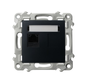 Gniazdo komputerowe pojedyncze, kat. 5e MMC seria SZAFIR kolor Czarny metalik symbol GPK-1Z/K/m/33