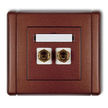 Gniazdo głośnikowe pojedyncze typu banan - czerwony i czarny, pozłacane, 4 mm2, skręcane Karlik seria FLEXI 9FGG-4 kolor brązowy metalik