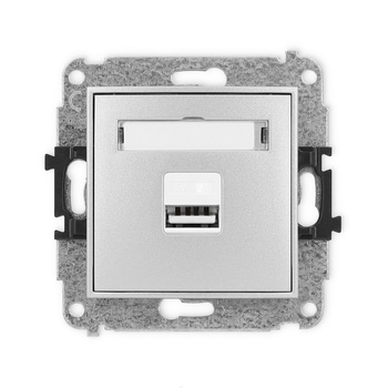 Mechanizm ładowarki USB pojedynczej USB A, 10W max., 5V, 2A Karlik seria ICON 7ICUSB-3 kolor srebrny metalik