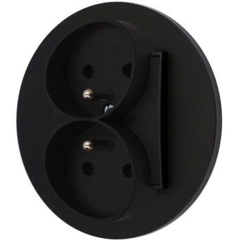 Gniazdo podwójne z ramką okrągłą seria MINI kolor czarny mat