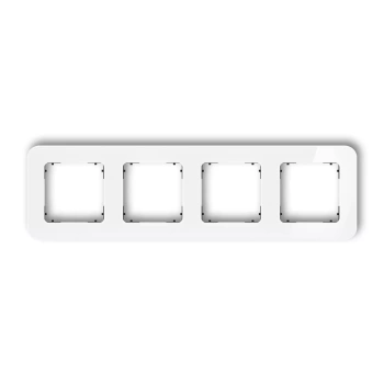 Ramka uniwersalna poczwórna zaokrąglona - efekt szkła ramka: biała; spód: czarny Karlik seria ICON 0-12-IRSZ-4 kolor biały