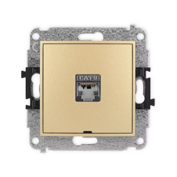Mechanizm gniazda komputerowego pojedynczego 1xRJ45, kat. 5e, ekranowany, 8-stykowy, bez pola opisowego Karlik seria ICON 29IGKBO-1e kolor złoty
