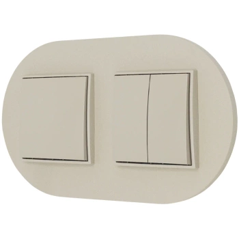 Dwa włączniki pojedynczy i podwójny z ramką okrągłą seria MINI kolor taupe