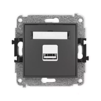 Mechanizm ładowarki USB pojedynczej USB A, 5W max., 5V, 1A Karlik seria MINI 28MCUSB-1 kolor grafitowy mat