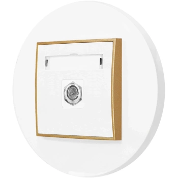 Gniazdo antenowe 1x z ramką okrągłą seria MINI kolor biały mat/złoty