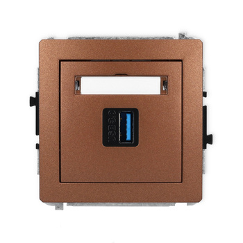 Mechanizm gniazda pojedynczego USB A-A 3.0 Karlik seria DECO 9DGUSB-5 kolor brązowy metalik