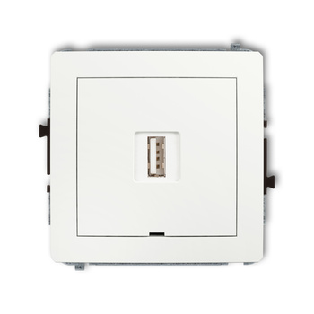 Mechanizm ładowarki USB pojedynczej USB A, 5W max., 5V, 1A, bez pola opisowego Karlik seria DECO DCUSBBO-1 kolor biały