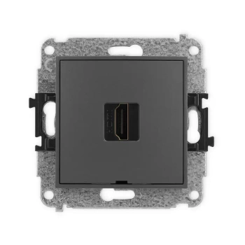 Mechanizm gniazda pojedynczego HDMI 2.0, 4K, bez pola opisowego Karlik seria MINI 28MHDMIBO-3 kolor grafitowy mat