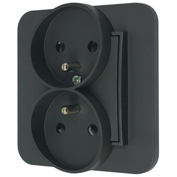 Gniazdo podwójne z ramką zaokrągloną seria MINI kolor grafitowy mat