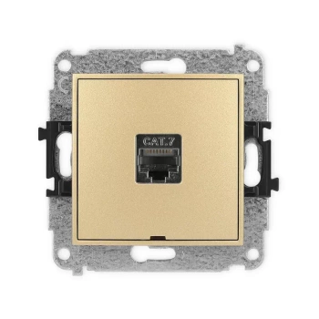 Mechanizm gniazda komputerowego pojedynczego 1xRJ45, kat. 7, ekranowany, 8-stykowy, bez pola opisowego Karlik seria MINI 29MGKBO-9 kolor złoty