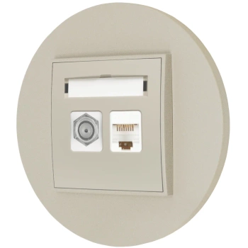 Gniazdo rj45/antenowe z ramką okrągłą seria MINI kolor taupe
