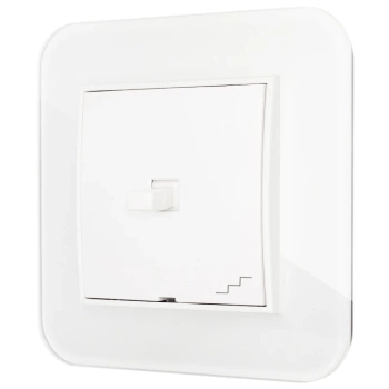 Włącznik schodowy w stylu USA ramka zaokrąglona efekt szkła seria ICON kolor biały