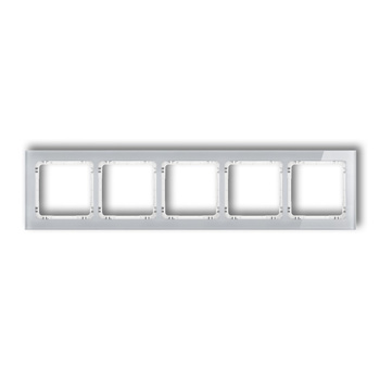 Ramka uniwersalna pięciokrotna- efekt szkła ramka: szara; spód: biały Karlik seria DECO 15-0-DRS-5 kolor szary