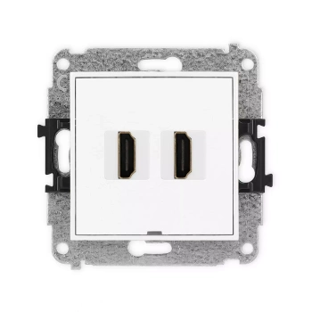 Mechanizm gniazda podwójnego HDMI 2.0, 4K, bez pola opisowego Karlik seria ICON IHDMIBO-4 kolor biały