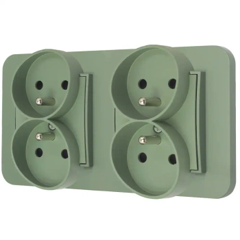 Dwa gniazda podwójne z ramką zaokrągloną seria MINI kolor szałwiowy
