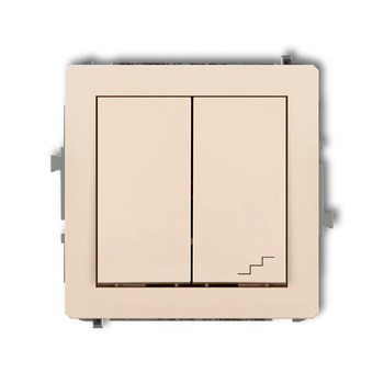 Mechanizm łącznika jednobiegunowego ze schodowym osobne zasilanie Karlik seria DECO 1DWP-10.2 kolor beżowy