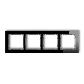 Ramka uniwersalna poczwórna - efekt szkła ramka: czarna; spód: grafitowy Karlik seria DECO 12-11-DRS-4 kolor czarny