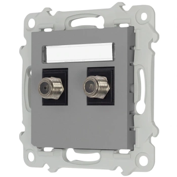 Gniazdo podwójne typu F GPA-2BL/M bez ramki kolor Popiel mat seria Bella