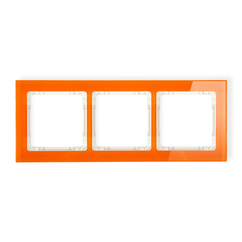 Ramka uniwersalna potrójna - efekt szkła ramka: pomarańczowa; spód: beżowy Karlik seria DECO 13-1-DRS-3 kolor pomarańczowy