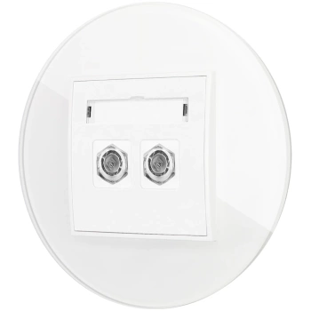 Gniazdo antenowe 2x z ramką okrągłą efekt szkła seria ICON kolor biały