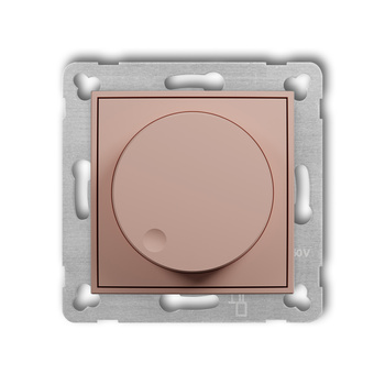 Mechanizm elektronicznego regulatora oświetlenia przyciskowo-obrotowego do współpracy z zasilaczami sterowanymi napięciem 1-10 V Karlik seria ICON 62IRO-3 kolor łososiowy