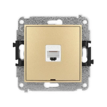 Mechanizm gniazda komputerowego pojedynczego 1xRJ45, kat. 6, 8-stykowy, bez pola opisowego Karlik seria MINI 29MGKBO-3 kolor złoty