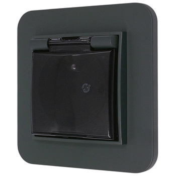 Gniazdo hermetyczne z ramką zaokrągloną seria MINI kolor grafitowy mat