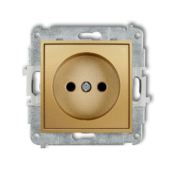 Mechanizm gniazda pojedynczego bez uziemienia 2P z przesłonami torów Karlik seria ICON 29IGP-1p kolor złoty