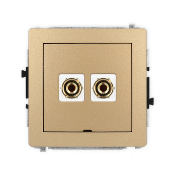 Mechanizm gniazda głośnikowego pojedynczego, bez pola opisowego typu banan - czerwony i czarny, pozłacany, 4 mm2, do lutowania Karlik seria DECO 8DGGBO-3 kolor złoty metalik