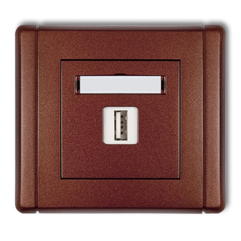 Gniazdo pojedyncze USB A-A 2.0 Karlik seria FLEXI 9FGUSB-1 kolor brązowy metalik