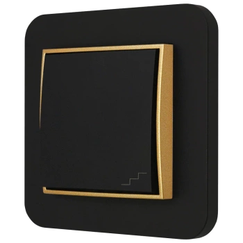 Włącznik schodowy z ramką zaokrągloną seria MINI kolor czarny złoty