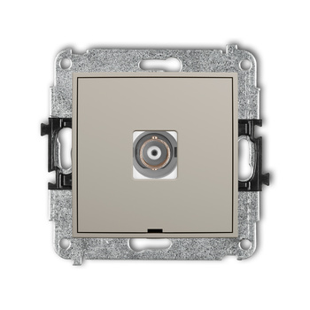 Mechanizm gniazda pojedynczego BNC, bez pola opisowego Karlik seria ICON 60IGBNCBO-1 kolor taupe