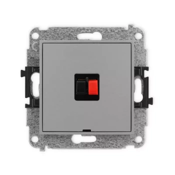 Mechanizm gniazda głośnikowego pojedynczego, bez pola opisowego Karlik seria MINI 27MGGBO-1 kolor szary mat