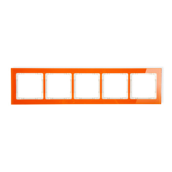 Ramka uniwersalna pięciokrotna - efekt szkła ramka: pomarańczowa; spód: beżowy Karlik seria DECO 13-1-DRS-5 kolor pomarańczowy