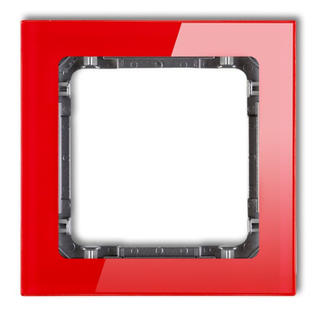 Ramka uniwersalna pojedyncza - efekt szkła ramka: czerwona; spód: grafitowy Karlik seria DECO 17-11-DRS-1 kolor czerwony