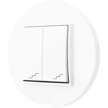 Włącznik schodowy podwójny z ramką okrągłą seria MINI kolor biały mat