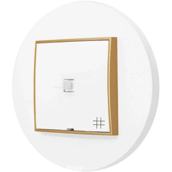 Włącznik krzyżowy w stylu USA ramka okrągła seria Mini kolor biały mat/złoty