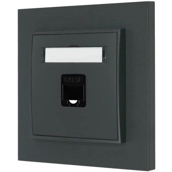 Gniazdo internetowe rj45 1x z ramką prostą seria MINI kolor grafitowy mat