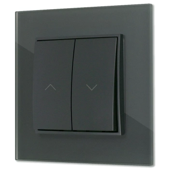 Włącznik roletowy z blokadą z ramką kwadratową efekt szkła seria ICON kolor grafitowy mat