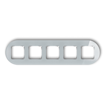 Ramka uniwersalna pięciokrotna okrągła - efekt szkła ramka: szara spód: grafitowy mat Karlik seria ICON 15-28-IRSO-5 kolor szary