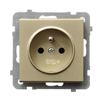 Gniazdo pojedyncze z uziemieniem seria SONATA kolor Szampański złoty symbol GP-1RZ/m/39