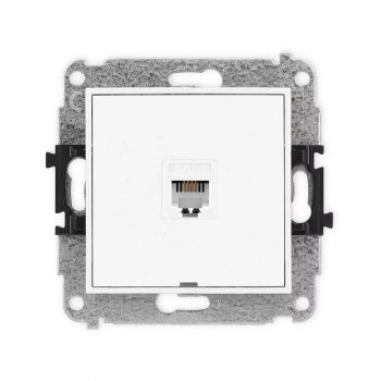 Mechanizm gniazda telefonicznego pojedynczego 1xRJ11, 4-stykowy, beznarzędziowe, bez pola opisowego Karlik seria ICON IGTBO-1 kolor biały