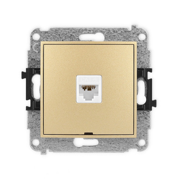 Mechanizm gniazda komputerowego pojedynczego 1xRJ45, kat. 6A, 8-stykowy, bez pola opisowego Karlik seria ICON 29IGKBO-7 kolor złoty