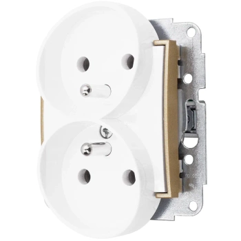 Gniazdo podwójne bez ramki karlik mini kolor biały/złoty