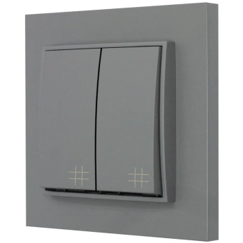 Włącznik krzyżowy podwójny z ramką prostą seria MINI kolor szary mat
