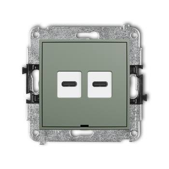Mechanizm ładowarki USB podwójnej 2xUSB C, 20W max., bez pola opisowego Karlik seria ICON 61ICUSBBO-7 kolor szałwiowy