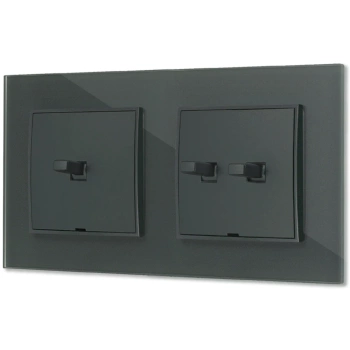 Włącznik pojedynczy i podwójny w stylu USA ramka kwadratowa efekt szkła seria ICON kolor grafitowy mat