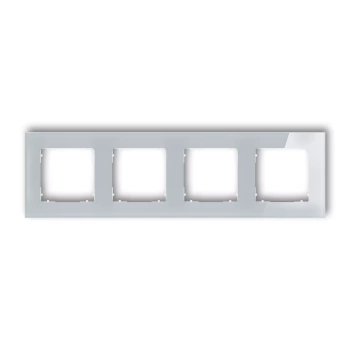 Ramka uniwersalna poczwórna kwadratowa - efekt szkła ramka: szara; spód: biały Karlik seria ICON 15-0-IRSK-4 kolor szary